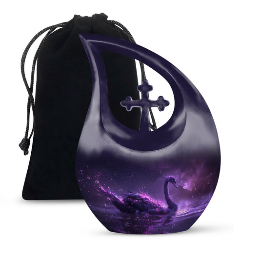 Medium-sized Nebula Swan Elegance Urn with Cross 