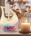 10 Inch Neon Fluid Motoring Urn with Cross Drop design, 