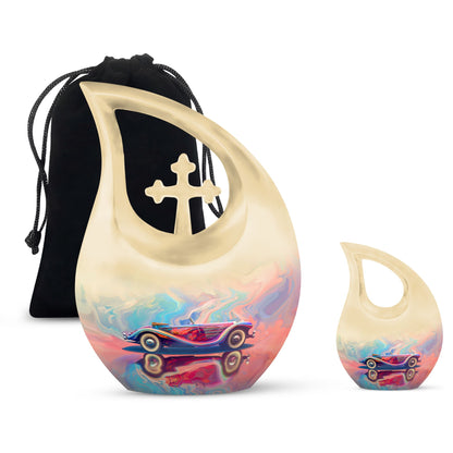 10 Inch Neon Fluid Motoring Urn with Cross Drop design, 