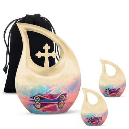 10 Inch Neon Fluid Motoring Urn with Cross Drop design, 