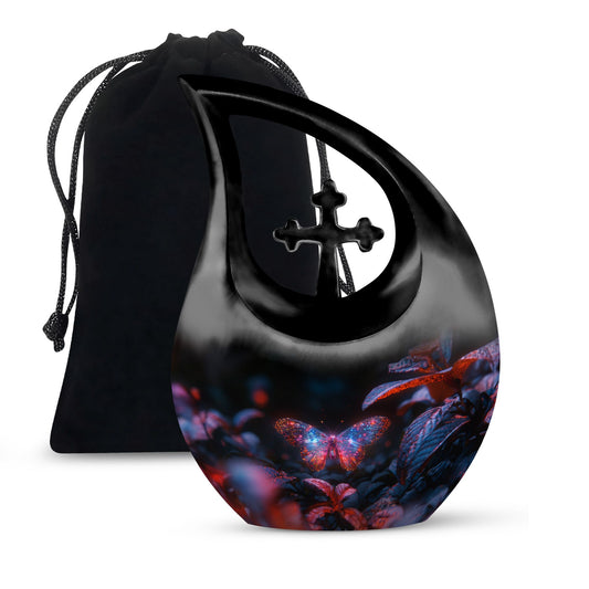 Artistic Mystic Butterfly Aura Urn, 10-Inch Cross