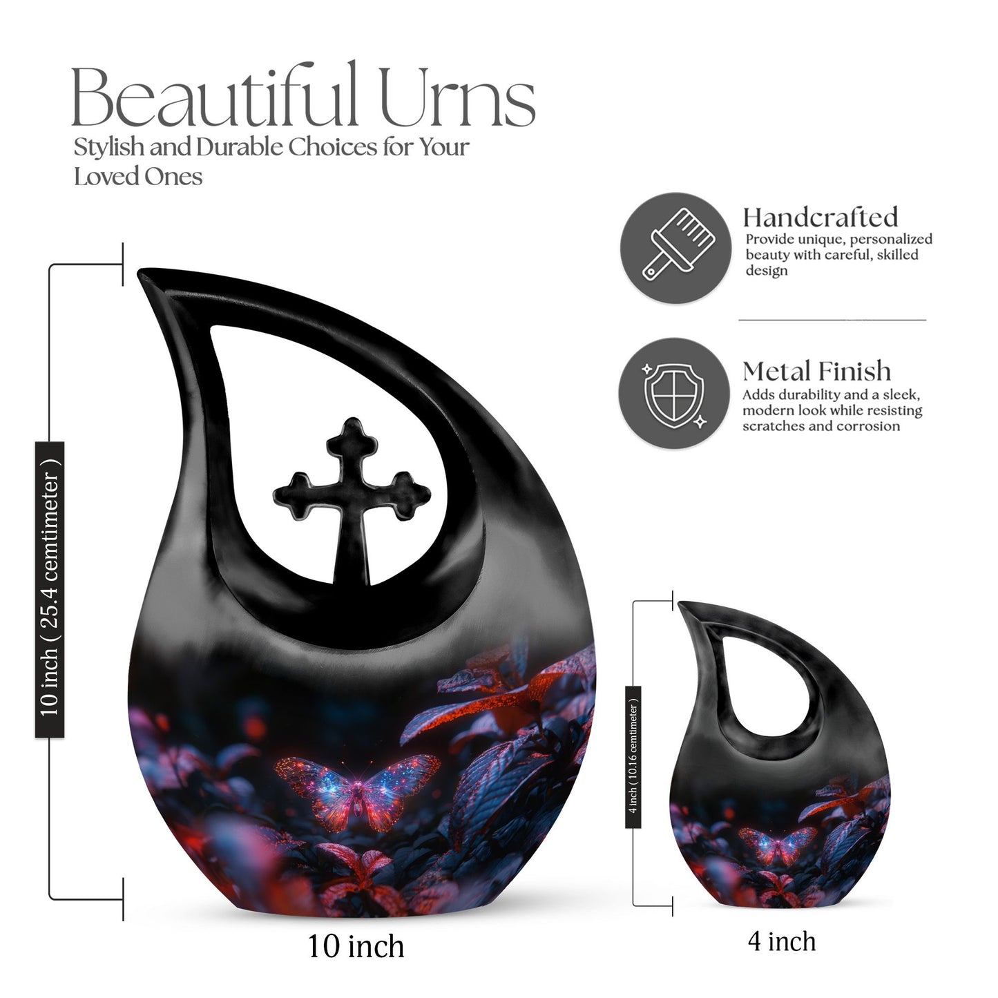 Artistic Mystic Butterfly Aura Urn, 10-Inch Cross