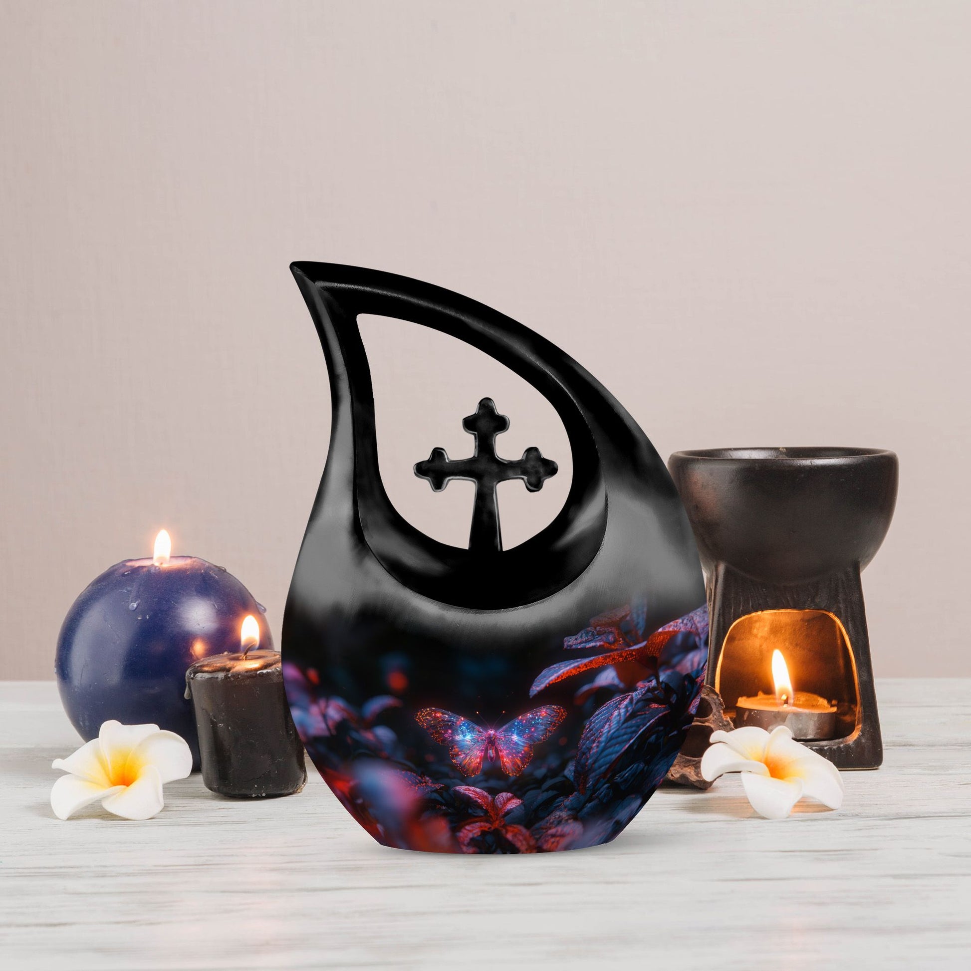Artistic Mystic Butterfly Aura Urn, 10-Inch Cross