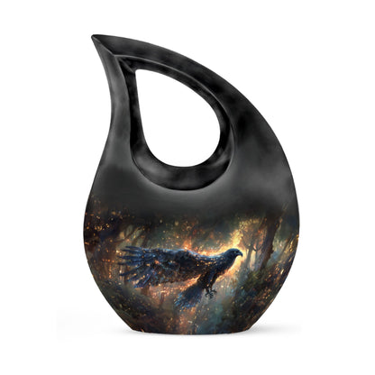 Black Personalized Eagle Cremation Urn for Adults - 10-inch, 200 cu in - Yatskia
