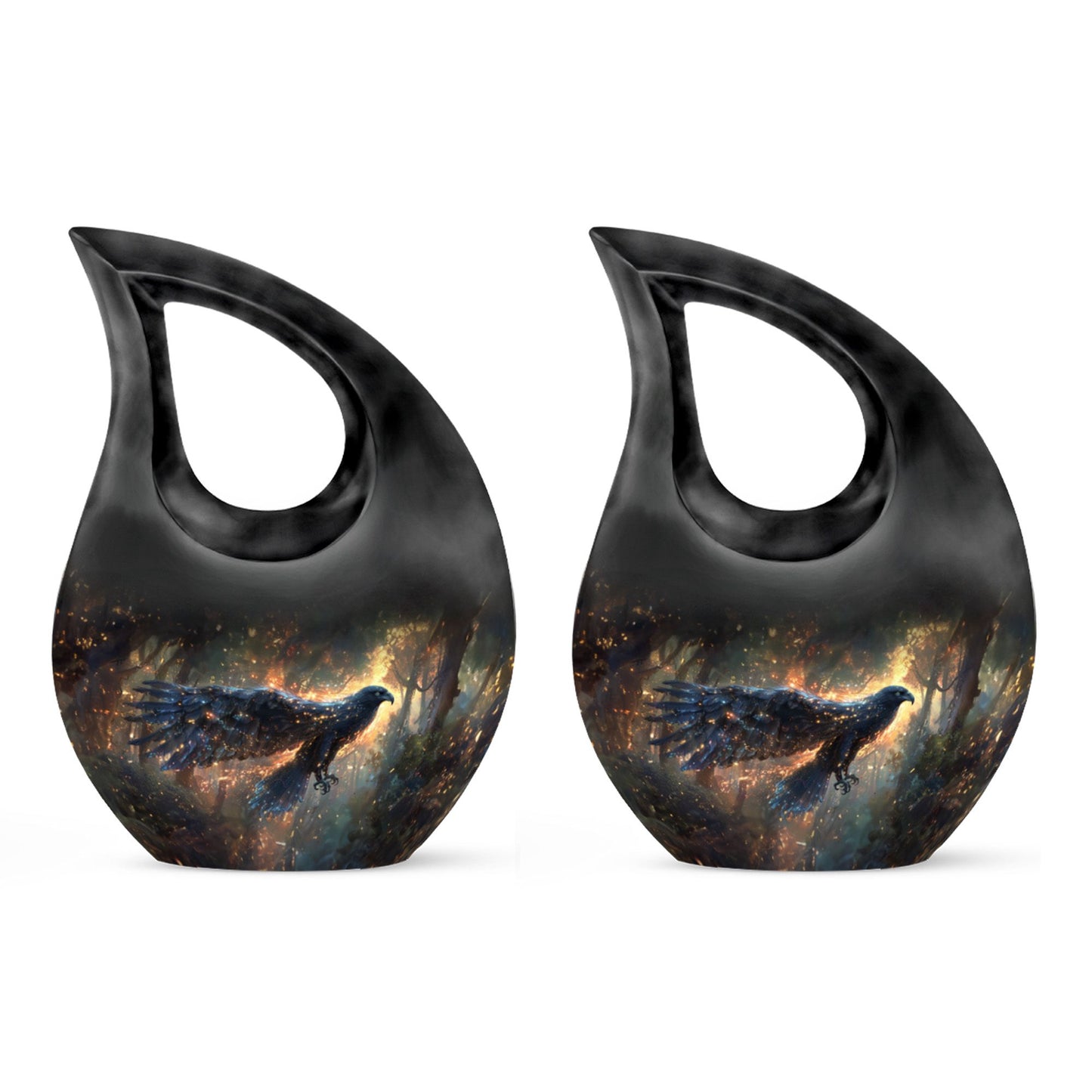 Black Personalized Eagle Cremation Urn for Adults - 10-inch, 200 cu in - Yatskia