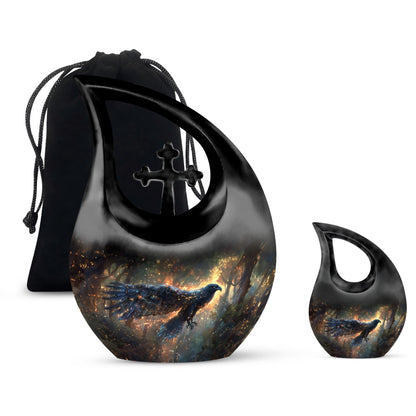 Black Personalized Eagle Cremation Urn for Adults - 10-inch, 200 cu in - Yatskia