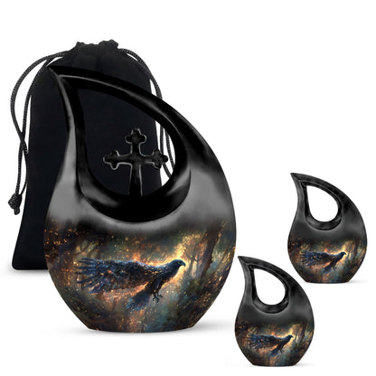 Black Personalized Eagle Cremation Urn for Adults - 10-inch, 200 cu in - Yatskia