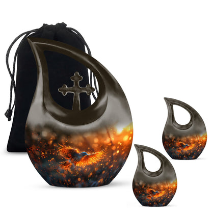10 inch Fiery Flight At Urn with Cross Drop Design,