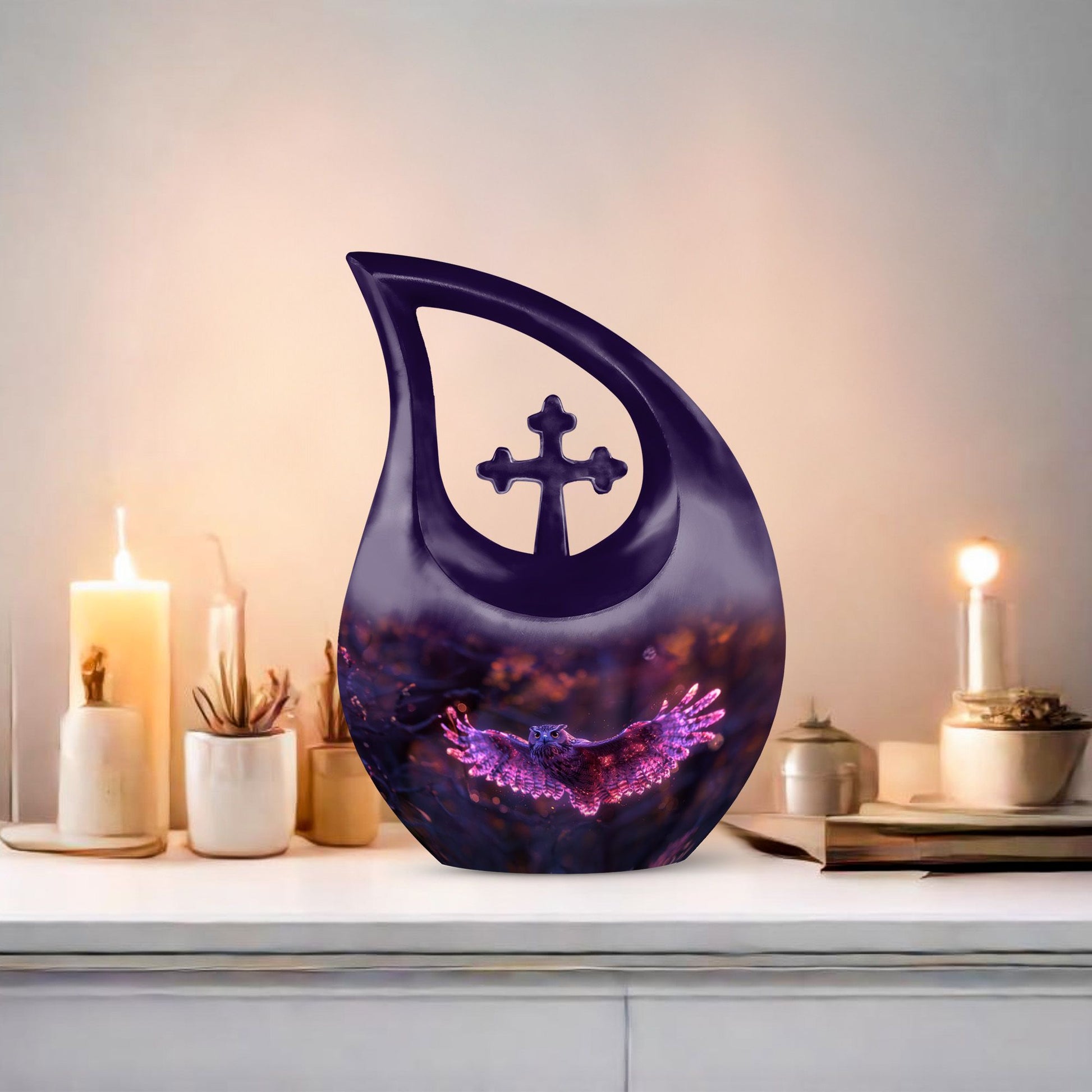 Twilight Magic Flight Urn, 10-Inch Cross Drop Cremation Urn 