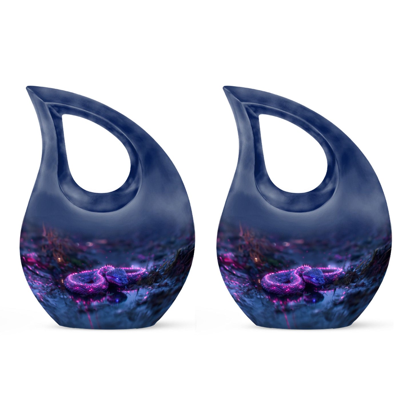 Purple Personalized Snake Cremation Urn for Adults - 10-inch, 200 cu in - Yatskia
