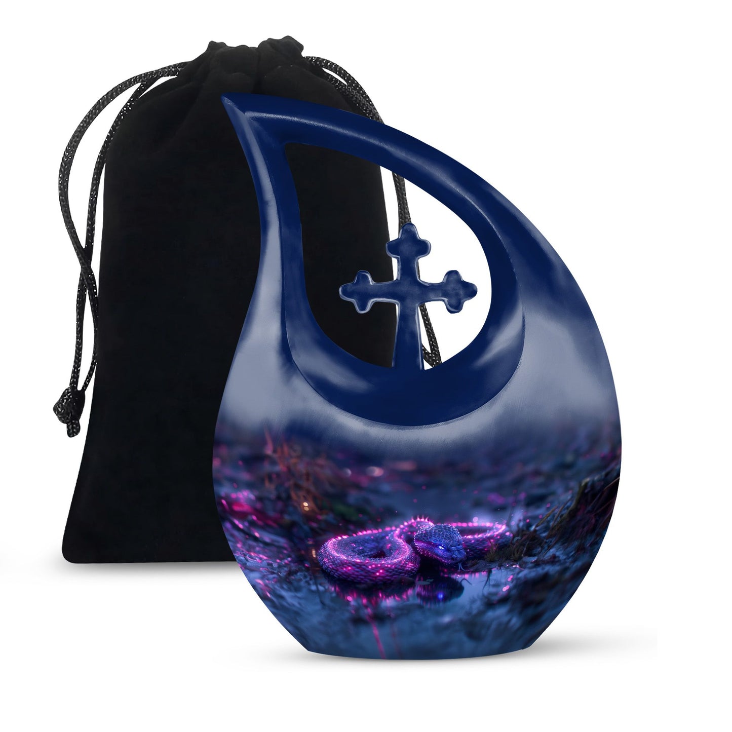 Purple Personalized Snake Cremation Urn for Adults - 10-inch, 200 cu in - Yatskia