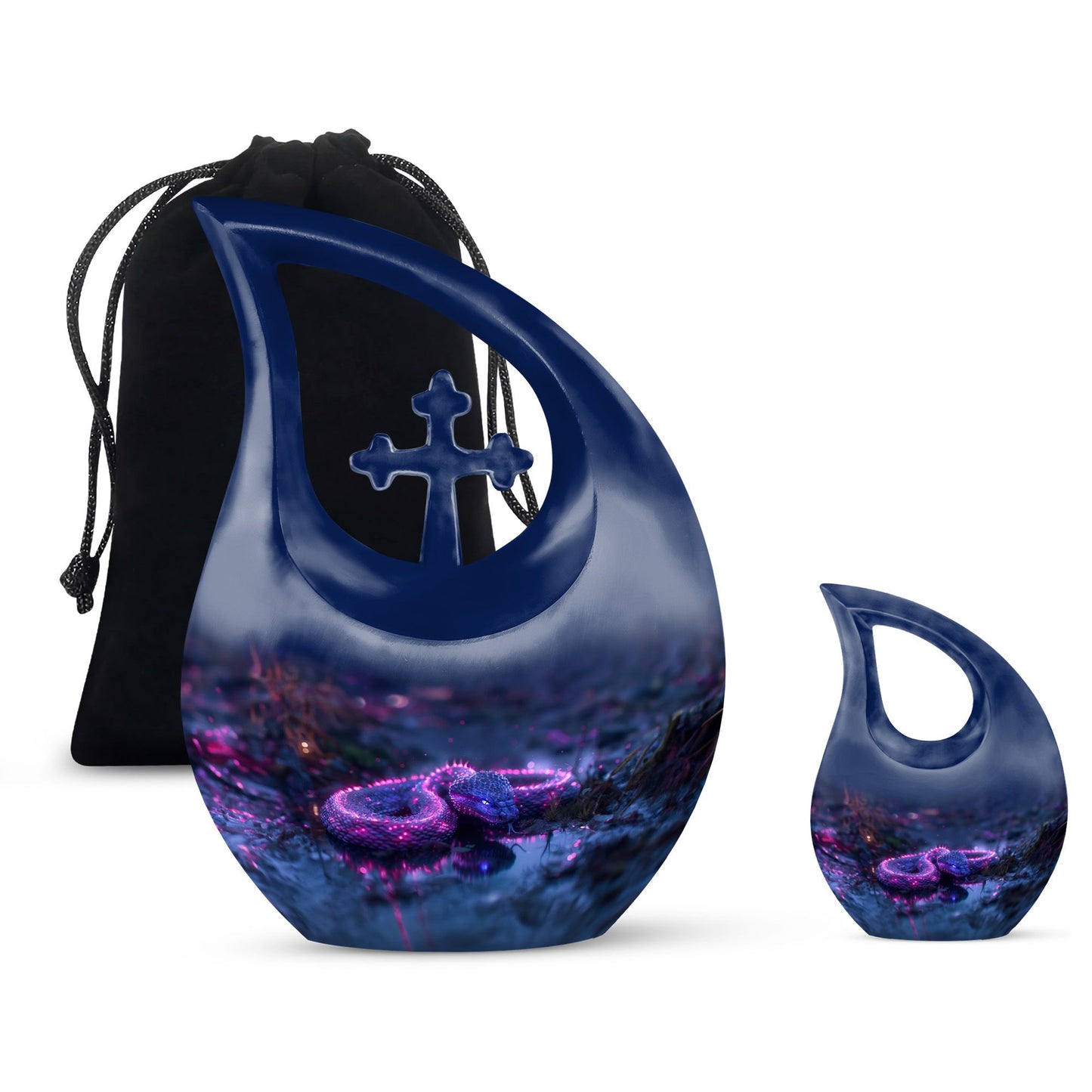 Purple Personalized Snake Cremation Urn for Adults - 10-inch, 200 cu in - Yatskia
