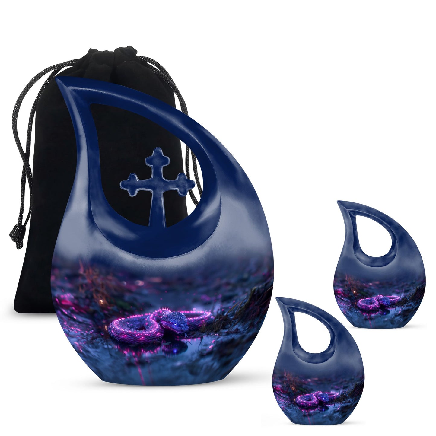Purple Personalized Snake Cremation Urn for Adults - 10-inch, 200 cu in - Yatskia
