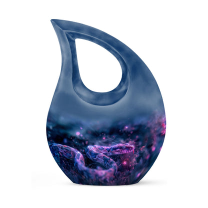 Blue Personalized Snake Cremation Urn for Human Ashes - 10-inch, 200 cu in - Yatskia