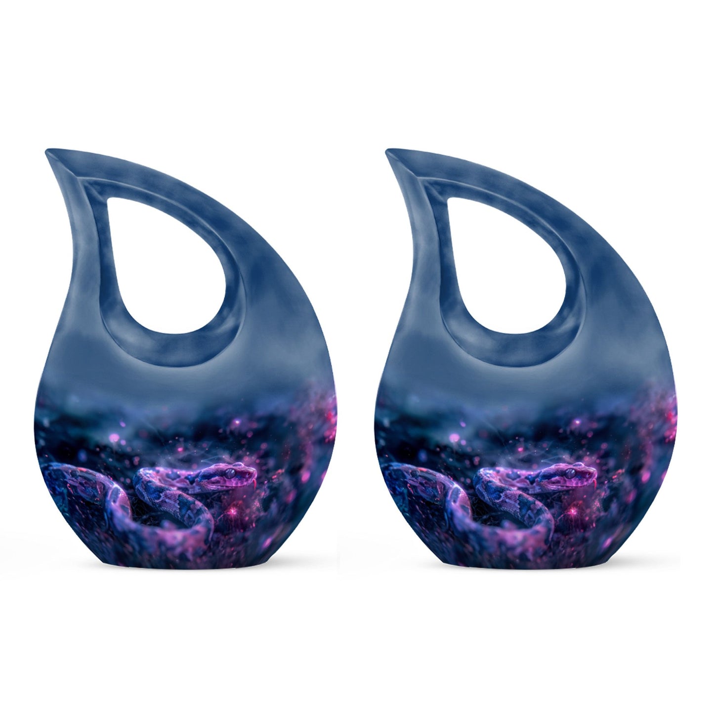 Blue Personalized Snake Cremation Urn for Human Ashes - 10-inch, 200 cu in - Yatskia
