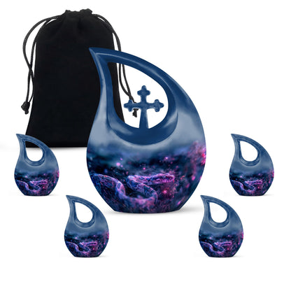 Blue Personalized Snake Cremation Urn for Human Ashes - 10-inch, 200 cu in - Yatskia