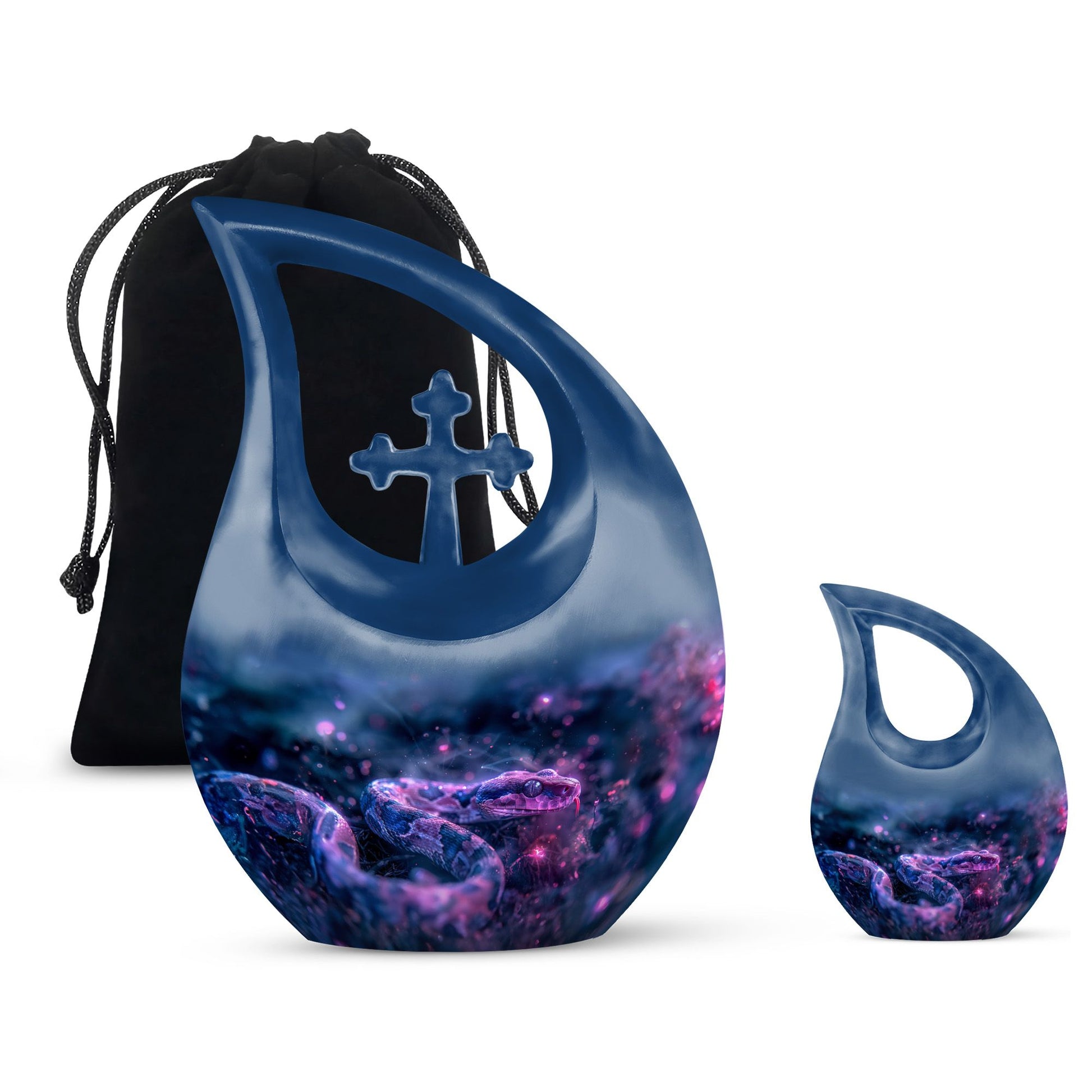 Mystic Blue Snake Cremation Urns For Human Ashes - Funeral Urns For Ashes