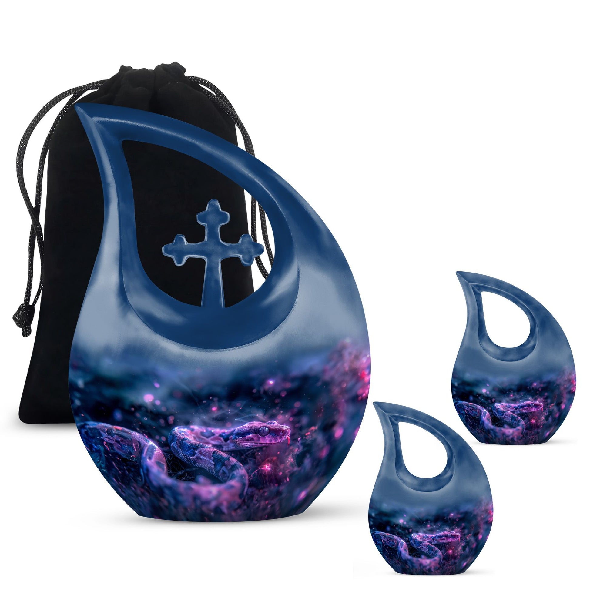 Mystic Blue Snake Cremation Urns For Human Ashes - Funeral Urns For Ashes