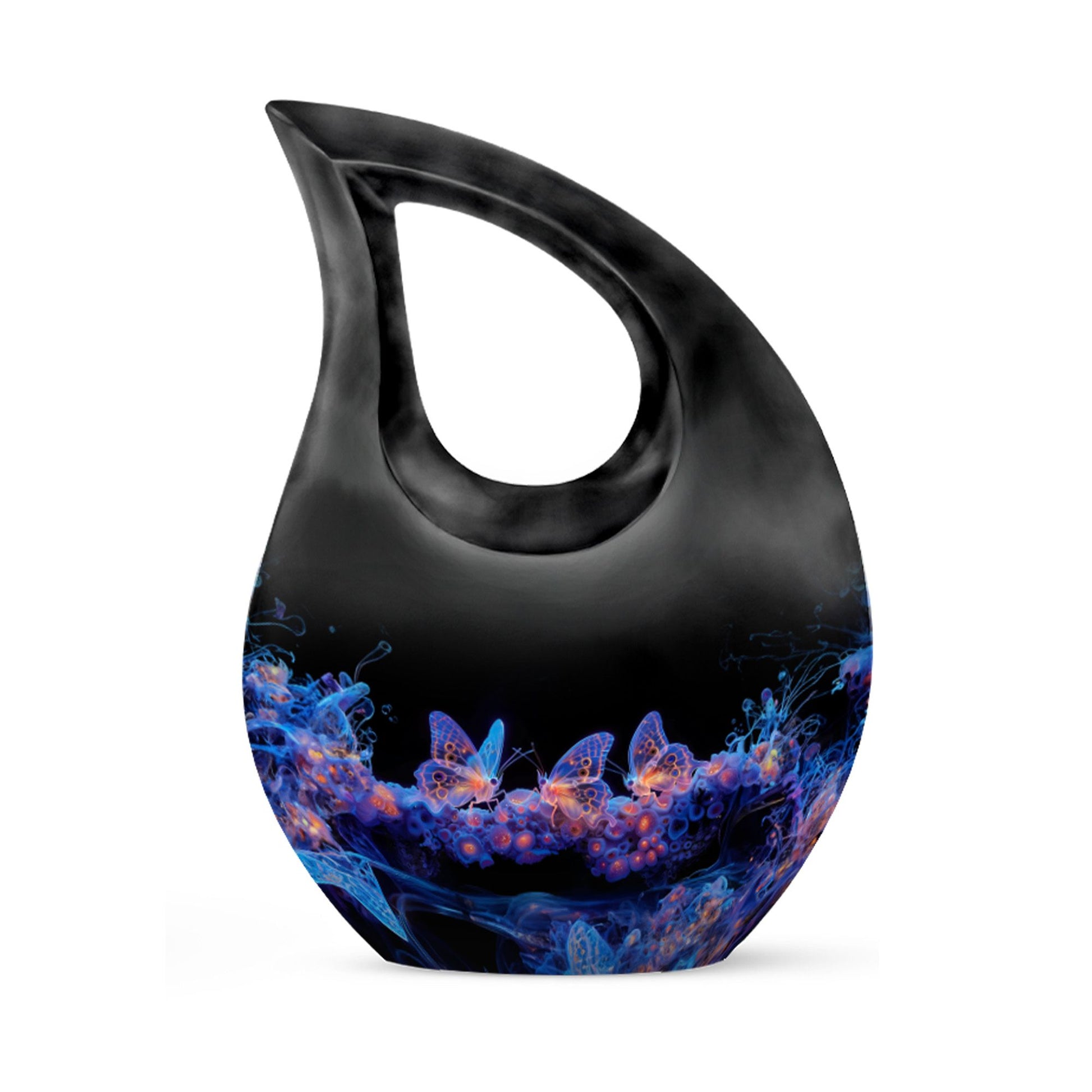 Neon Butterfly Nebula Black Urns - Butterfly Urns For Memorial