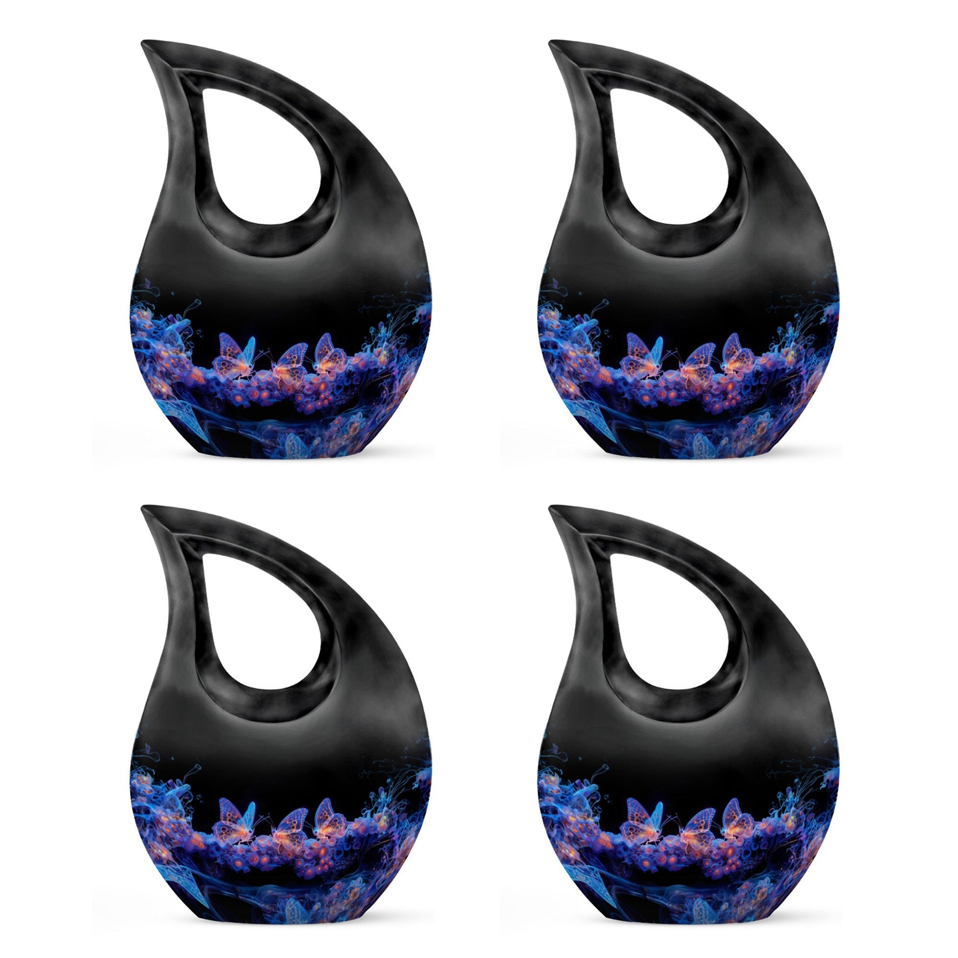 Neon Butterfly Nebula Black Urns - Butterfly Urns For Memorial