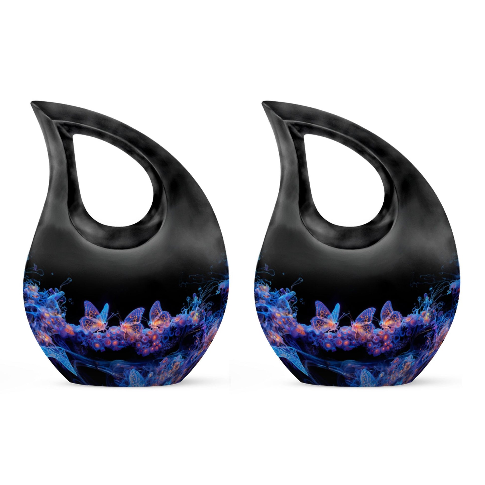 Neon Butterfly Nebula Black Urns - Butterfly Urns For Memorial