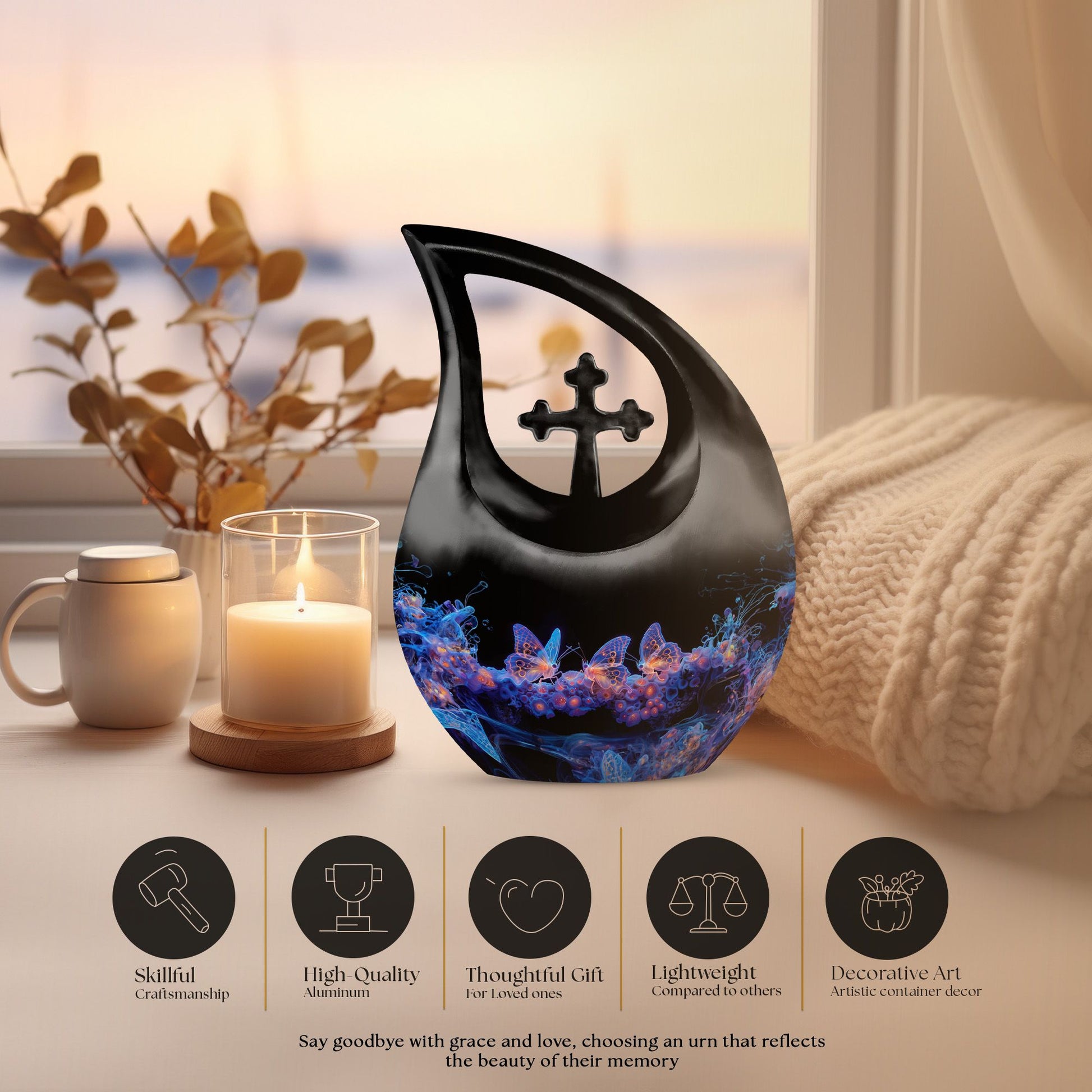 10-inch Neon Butterfly Nebula Urn,