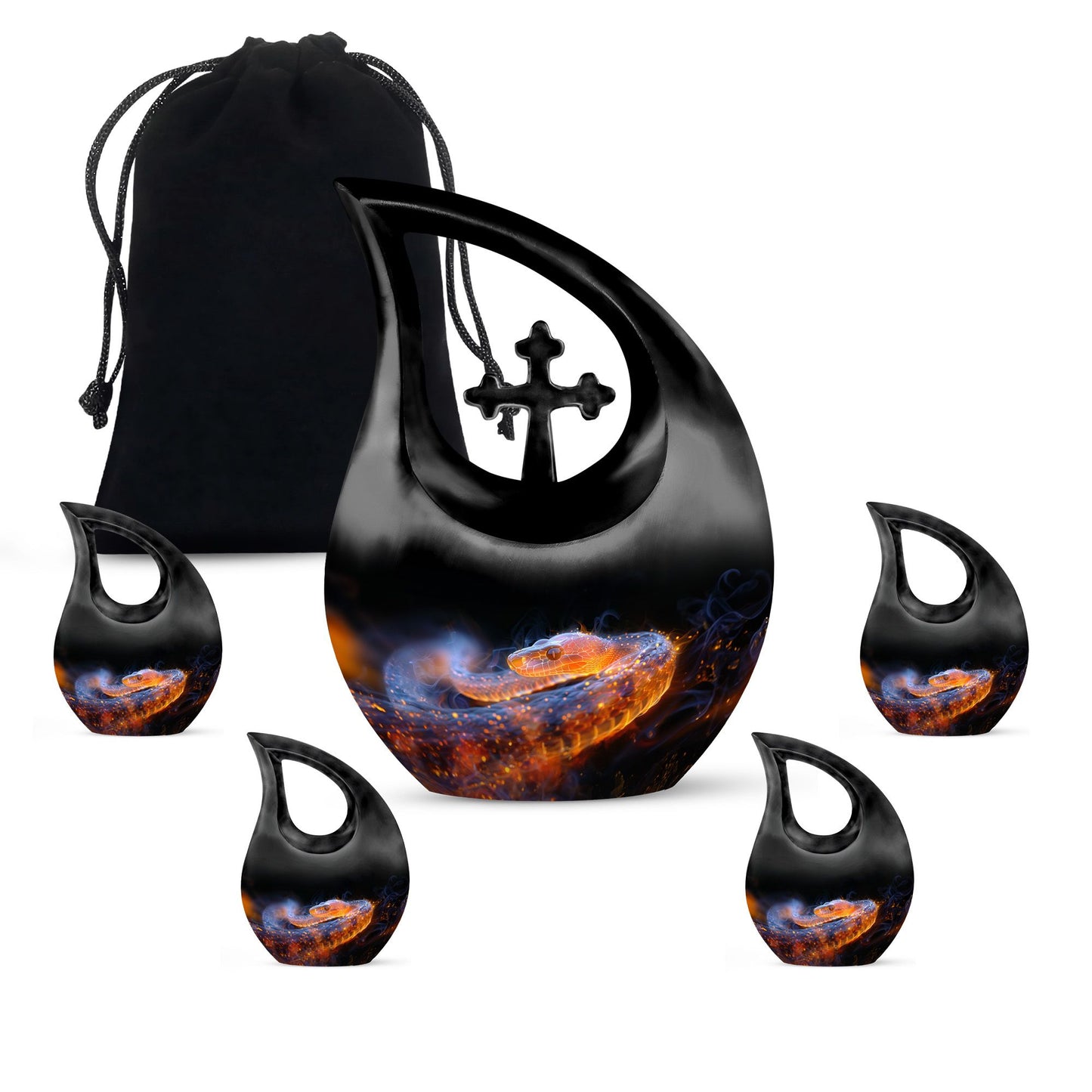 10-inch Fiery Serpent Fantasy Cross Drop urn,