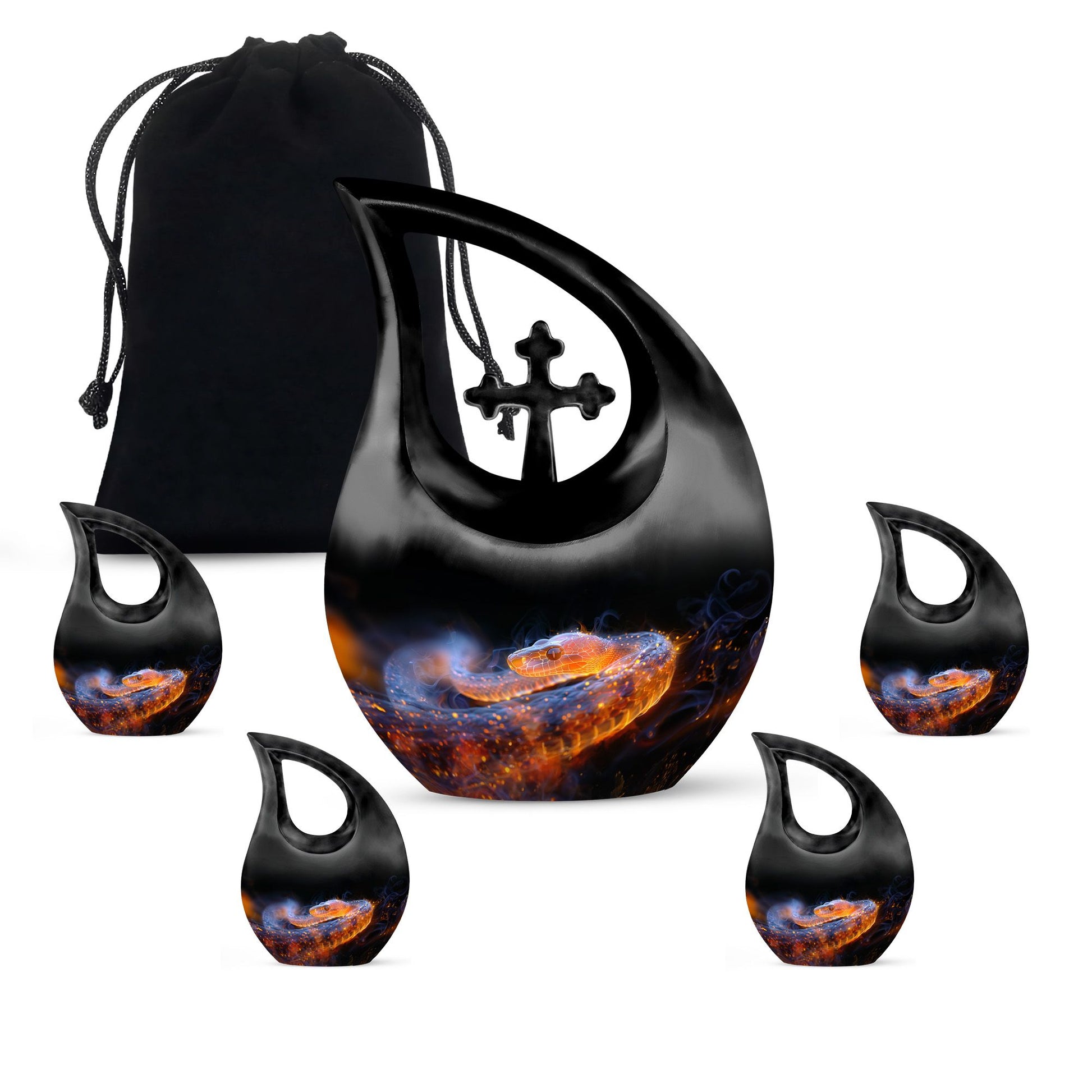 10-inch Fiery Serpent Fantasy Cross Drop urn,