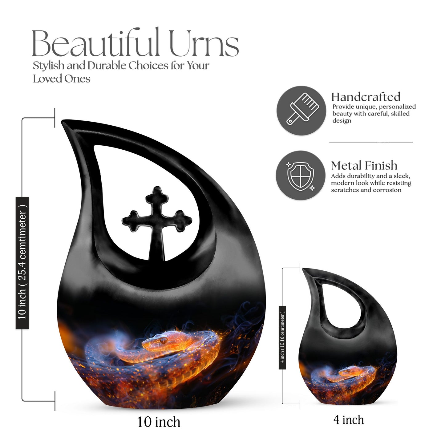 10-inch Fiery Serpent Fantasy Cross Drop urn,