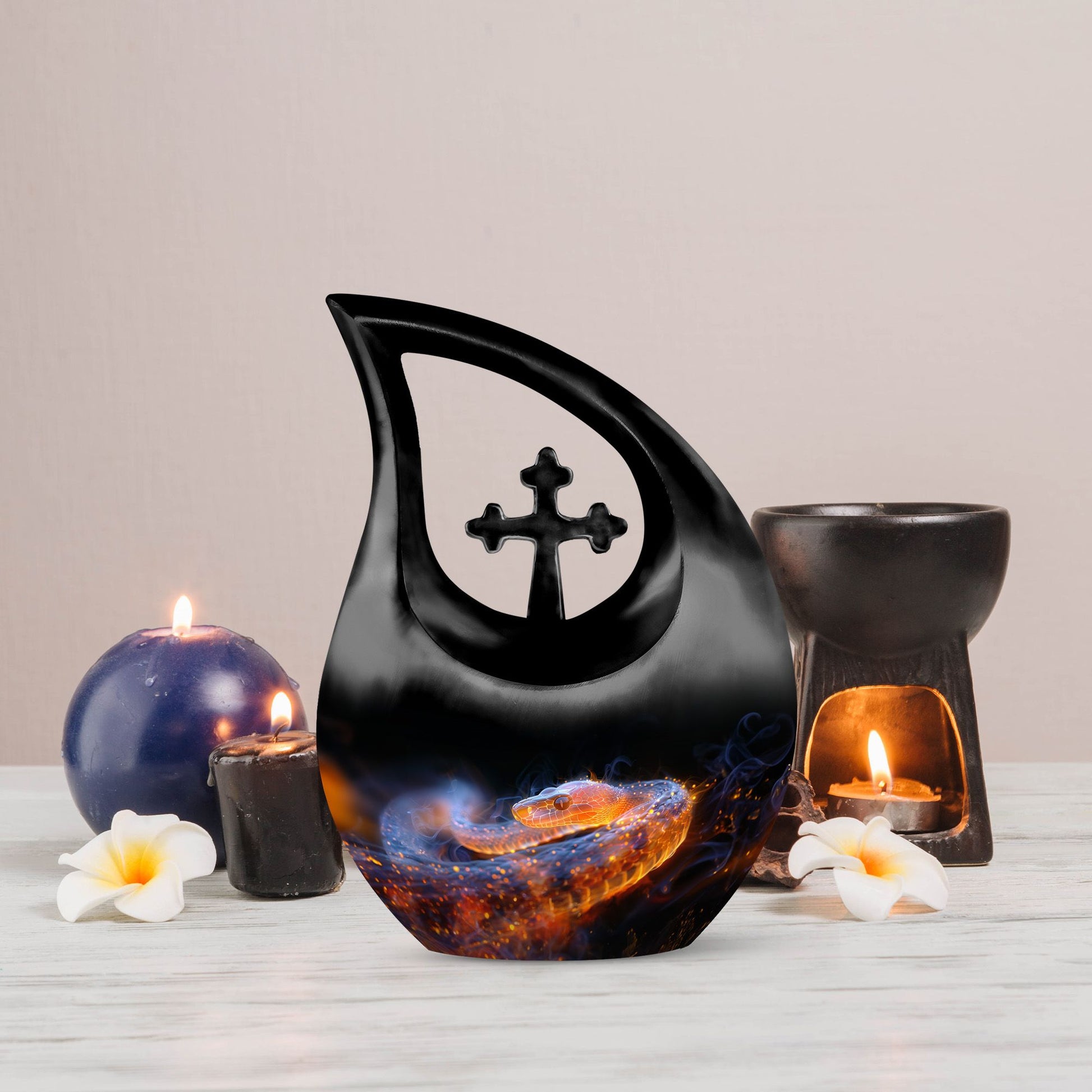 10-inch Fiery Serpent Fantasy Cross Drop urn,