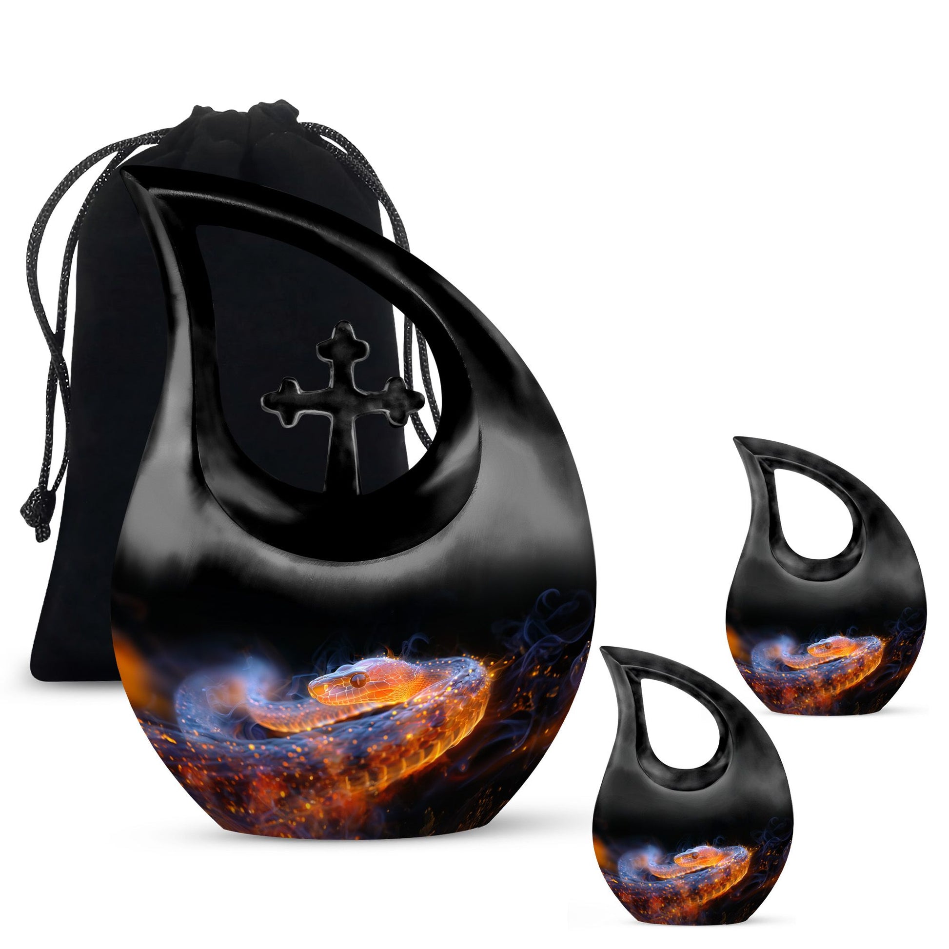 10-inch Fiery Serpent Fantasy Cross Drop urn,