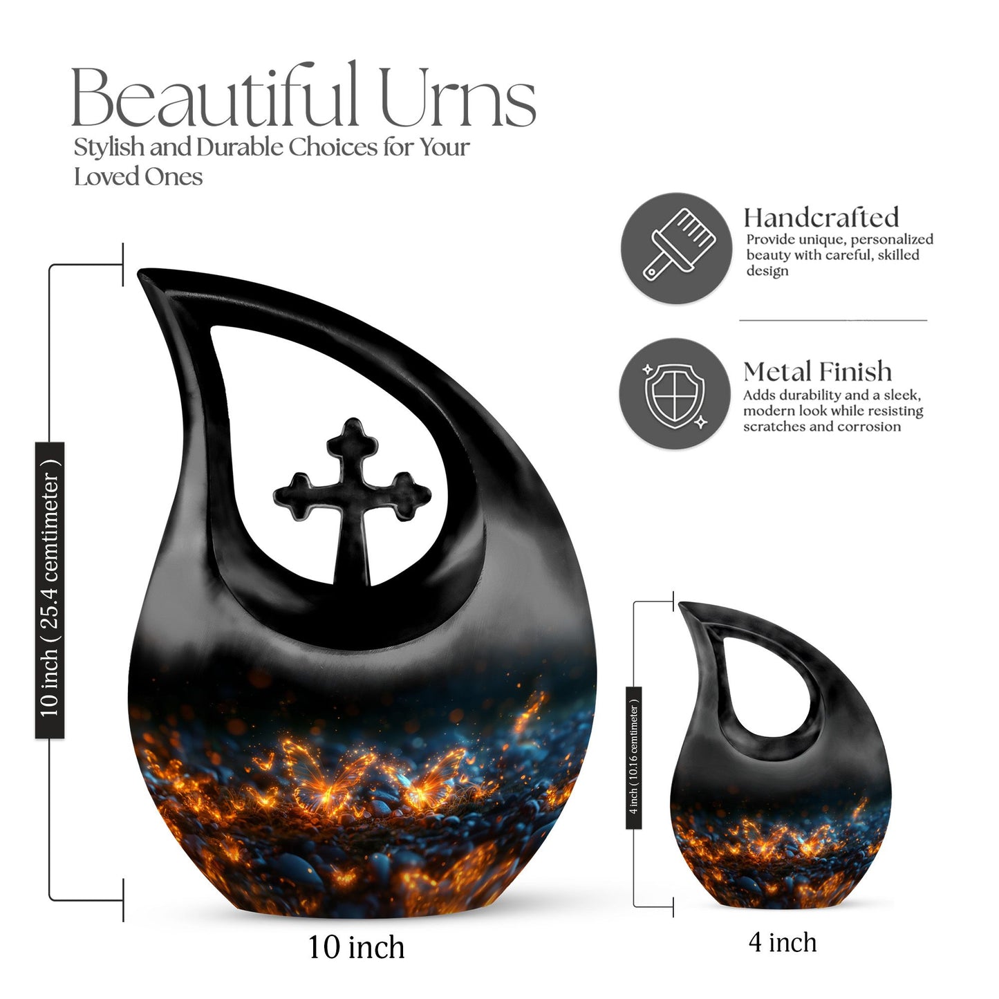 10 Inch Incandescent Butterfly Dreams Urn, Cross