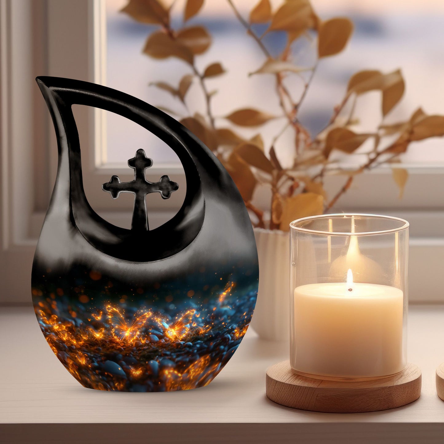 10 Inch Incandescent Butterfly Dreams Urn, Cross