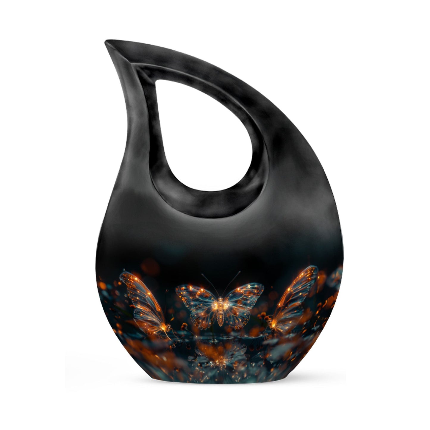 10-inch Luminous Mystic Butterflies Urn with Cross