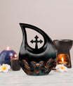 10-inch Luminous Mystic Butterflies Urn with Cross