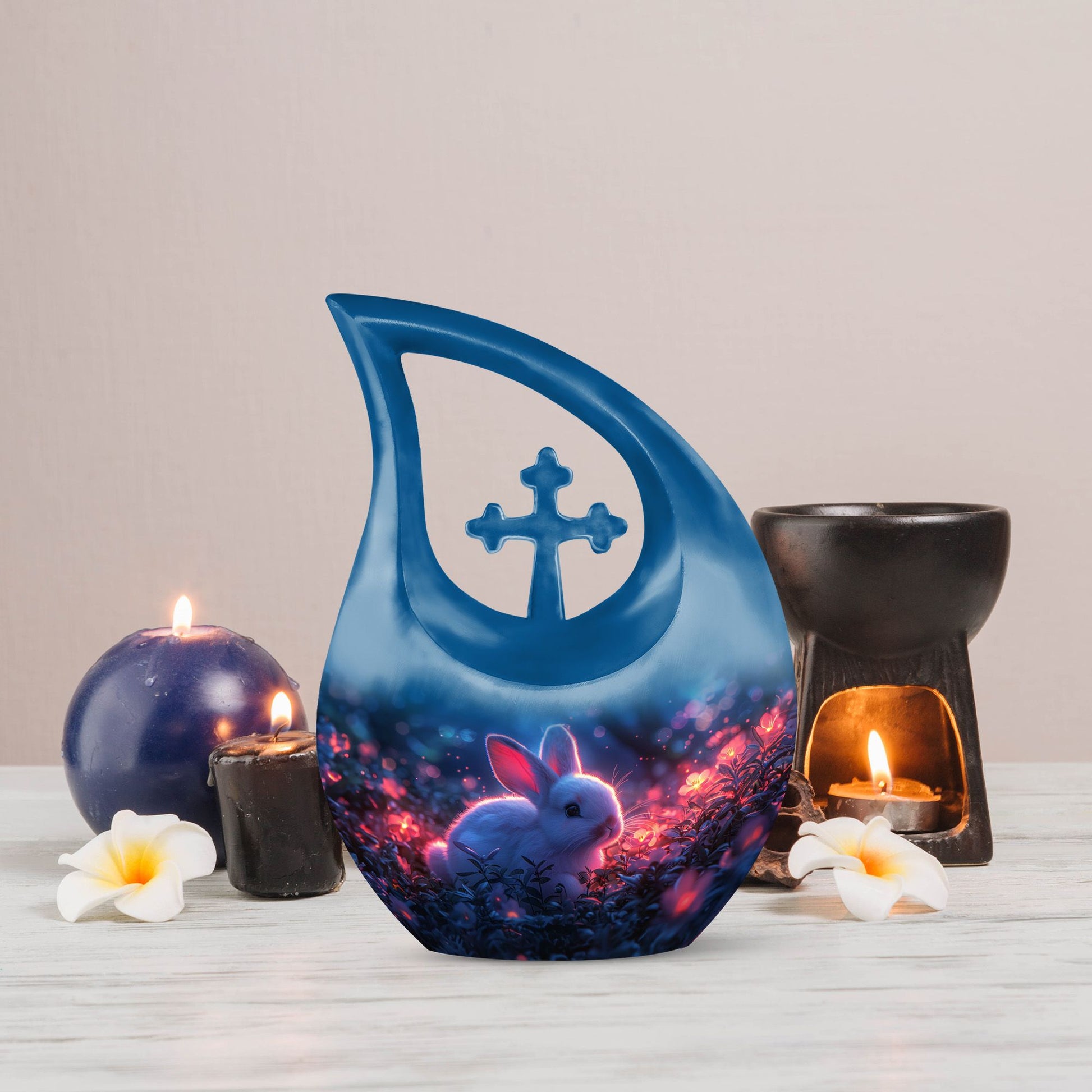 Bunny Twilight Urn, Cross Drop Design, Personalized 
