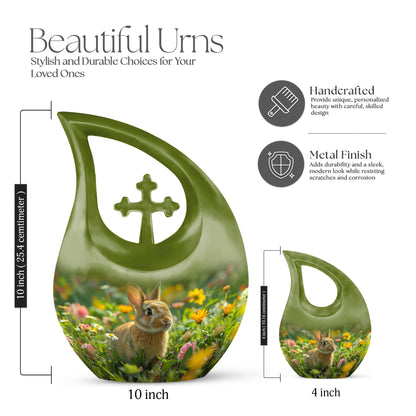 Springtime Bunny Bliss 10-inch Cross Drop urn 