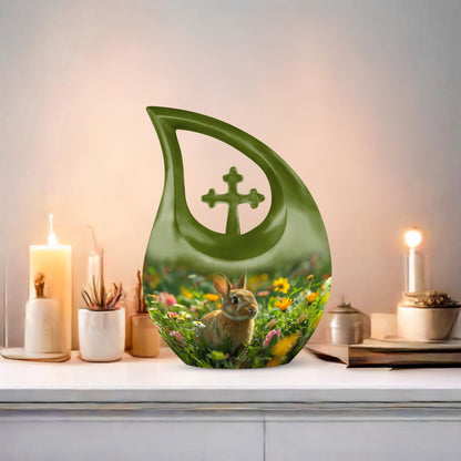 Springtime Bunny Bliss 10-inch Cross Drop urn 