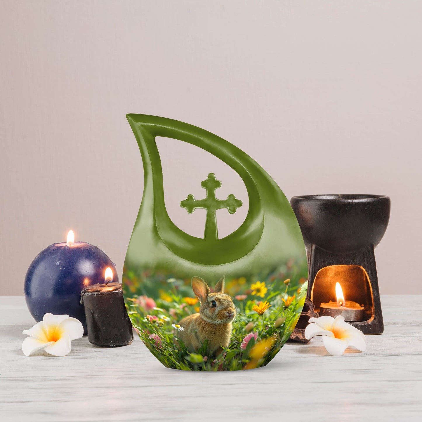 Springtime Bunny Bliss 10-inch Cross Drop urn 