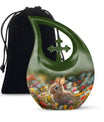 Whimsical Garden Serenity Urn with Cross Drop Design 