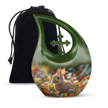 Whimsical Garden Serenity Urn with Cross Drop Design 