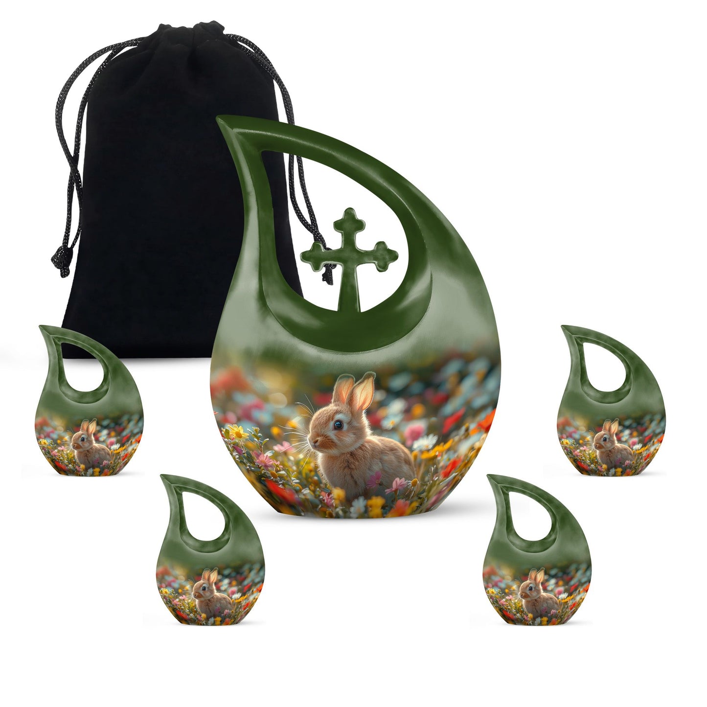 Whimsical Garden Serenity Urn with Cross Drop Design 