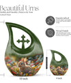Whimsical Garden Serenity Urn with Cross Drop Design 
