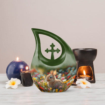 Whimsical Garden Serenity Urn with Cross Drop Design 