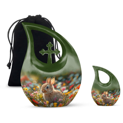 Whimsical Garden Serenity Urn with Cross Drop Design 