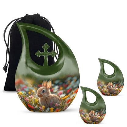 Whimsical Garden Serenity Urn with Cross Drop Design 