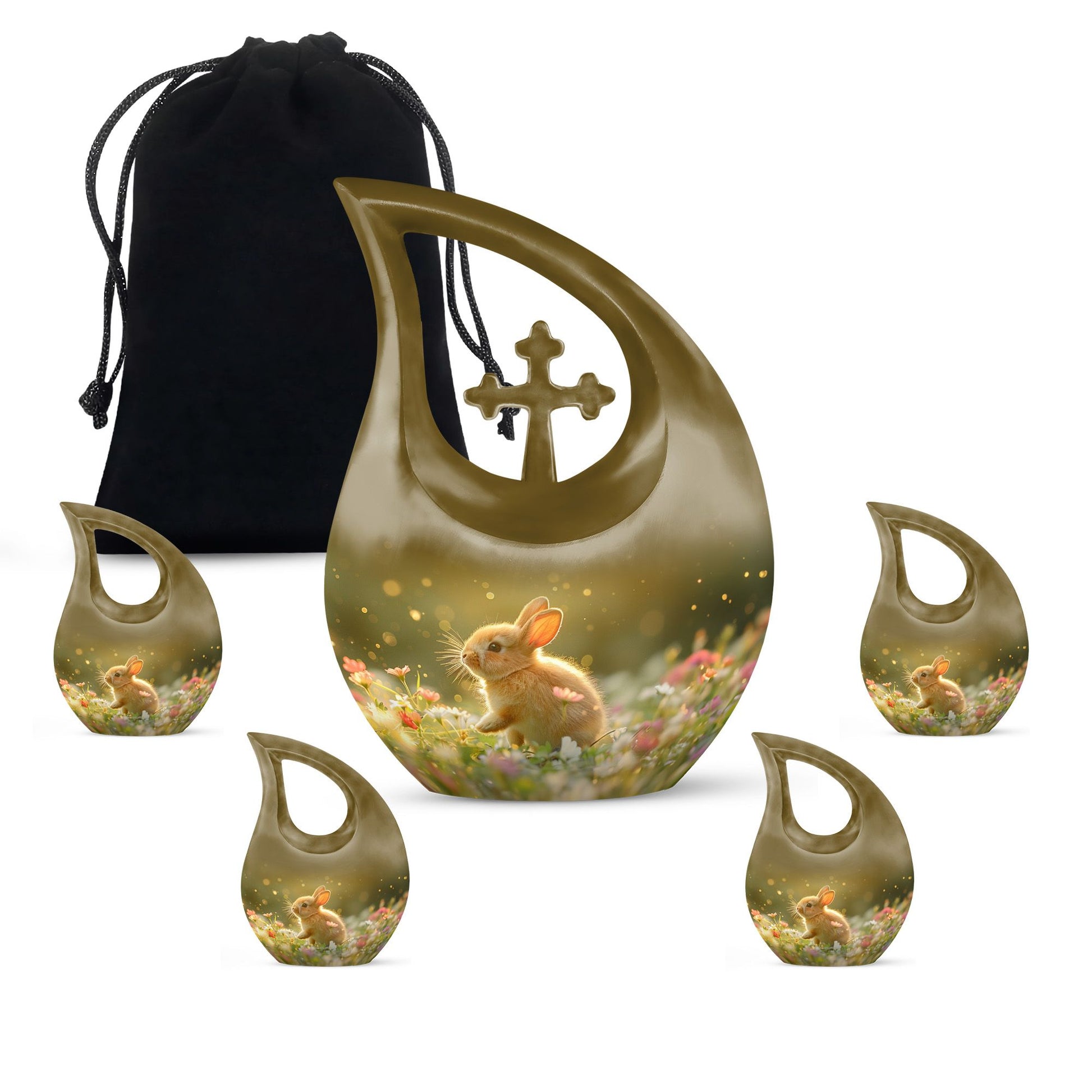 10 inch Sunlit Daisy Hopper cross-drop urn for human ashes,