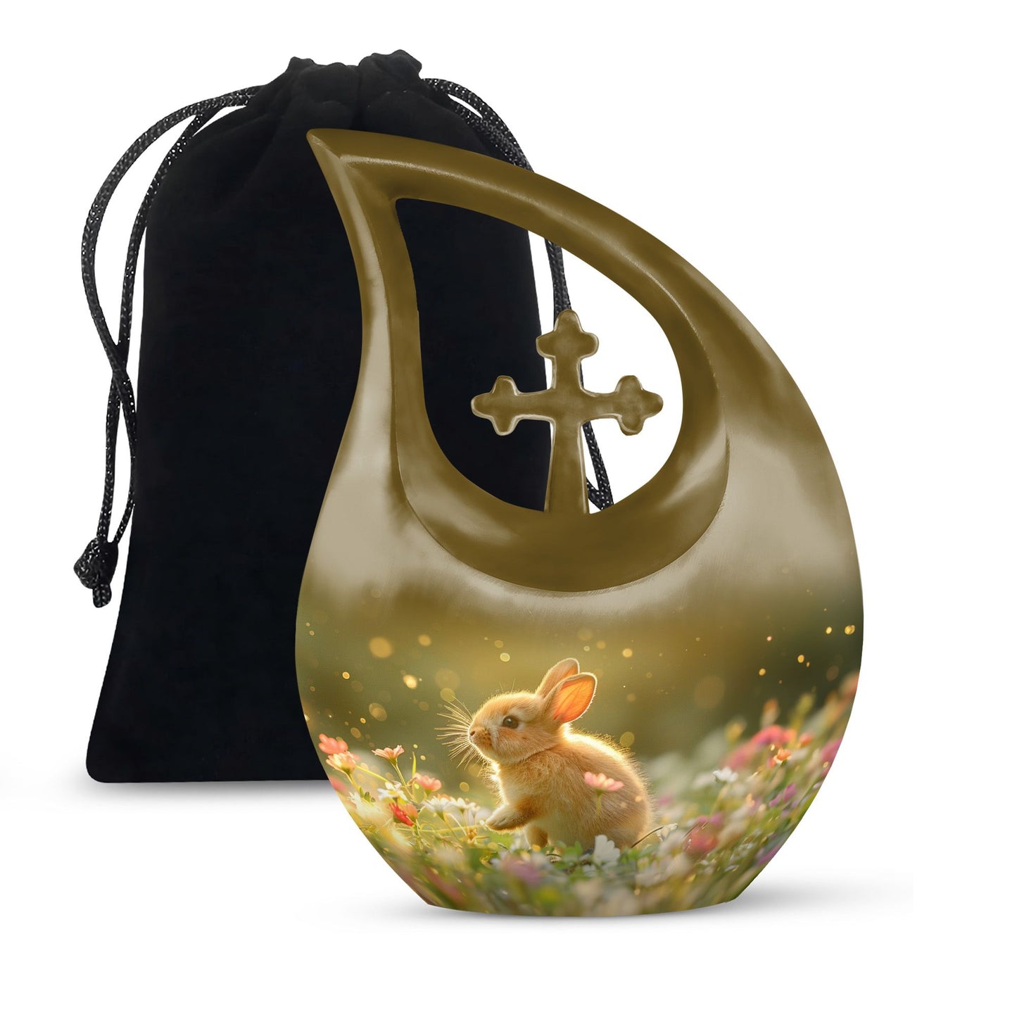 Personalized Rabbit Memorial Urn for Pet Ashes - 10-inch, 200 cu in - Yatskia