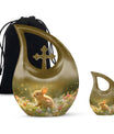 Golden Bunny Memorial Urn For Ashes - Rabbit Urns Funeral Large Urns
