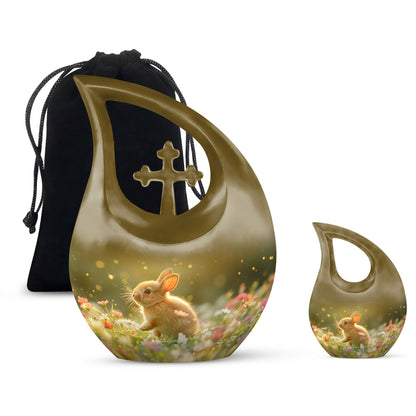 Personalized Rabbit Memorial Urn for Pet Ashes - 10-inch, 200 cu in - Yatskia